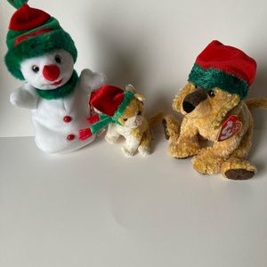 Ty Christmas beanie babies Jangle Jinglepup & Snowgirl
